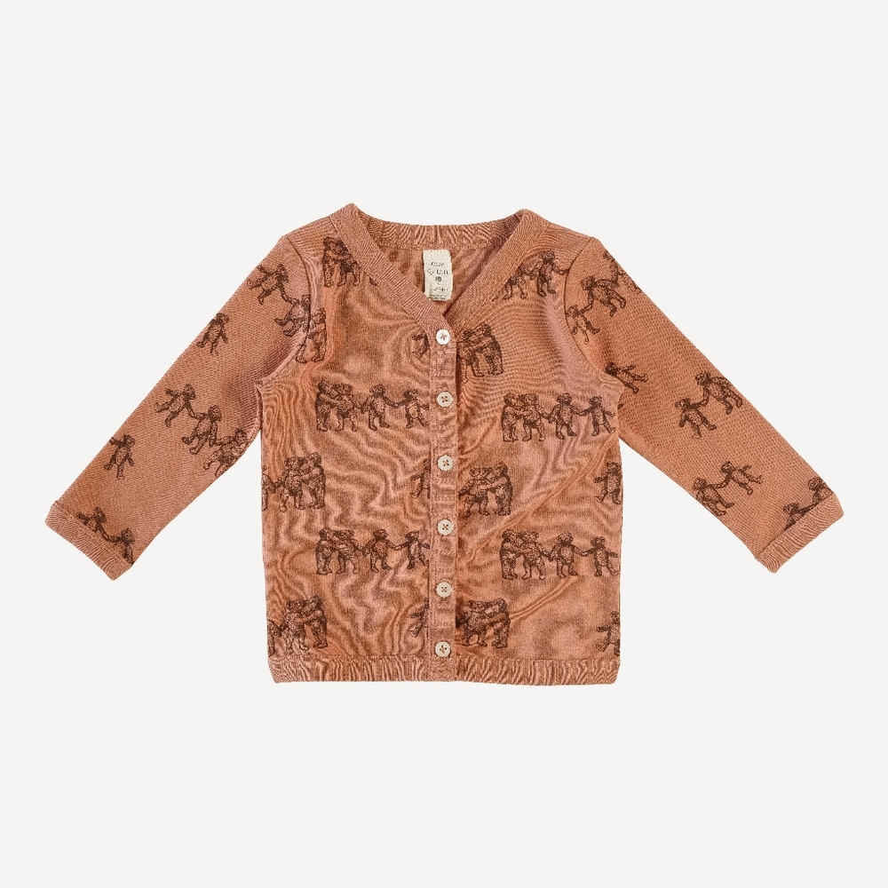 NWT 4TKate Quinn 🧸 classic v-neck cardigan teddy bears organic cotton